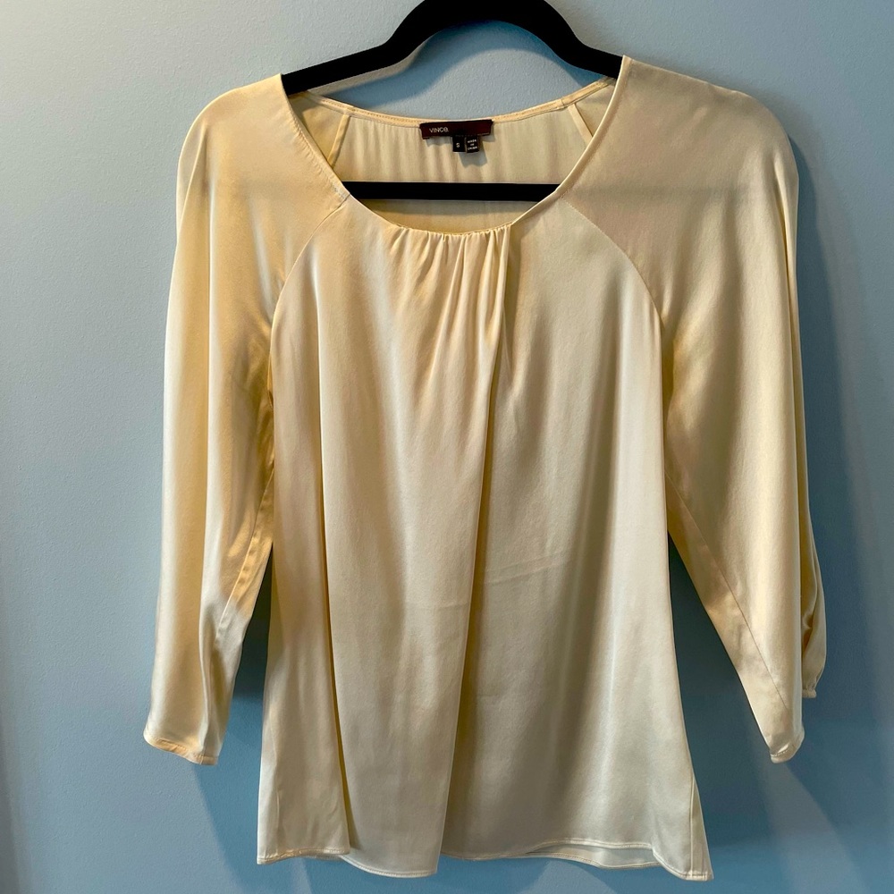 White silk long sleeve Vince shirt